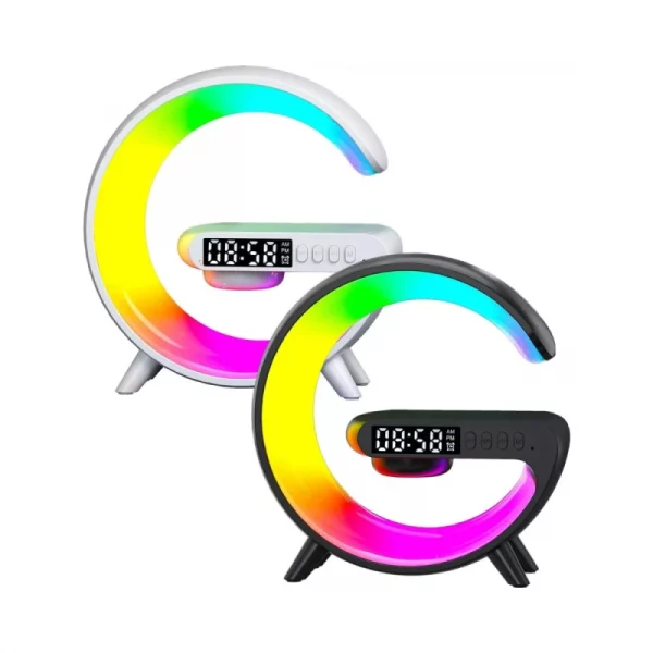 Bocina G lampara cargador y reloj de diseño