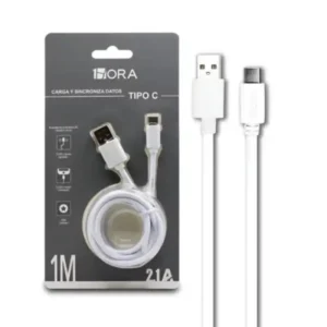 Cable Tipo C 1 Metro 2.1A Blanco