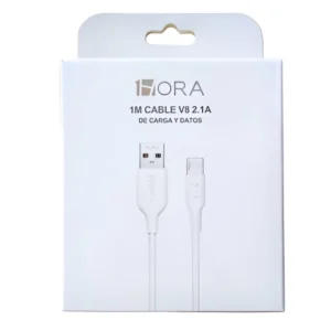 Cable V8 2 Metros 2.1A Blanco