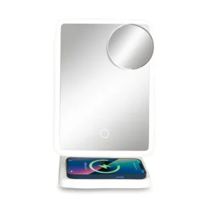 Espejo LED + Bocina Bluetooth y Cargador Inalámbrico
