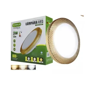 Lámpara LED 20W de Techo con Marco Dorado y Luz Multitono