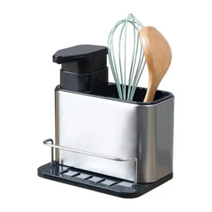 Soporte Utensilios Acero con Dispensador