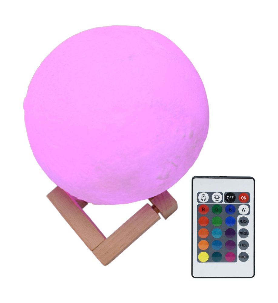 Lámpara Touch de Luna 3D con 12 Colores y Control Remoto