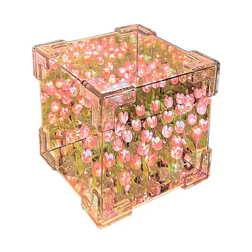 Lámpara Cubo LED con Tulipanes