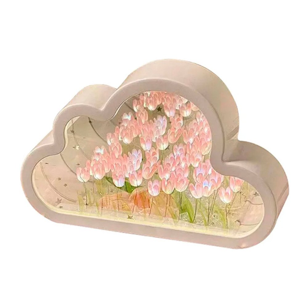 Lámpara LED con Diseño de Nube y Tulipanes
