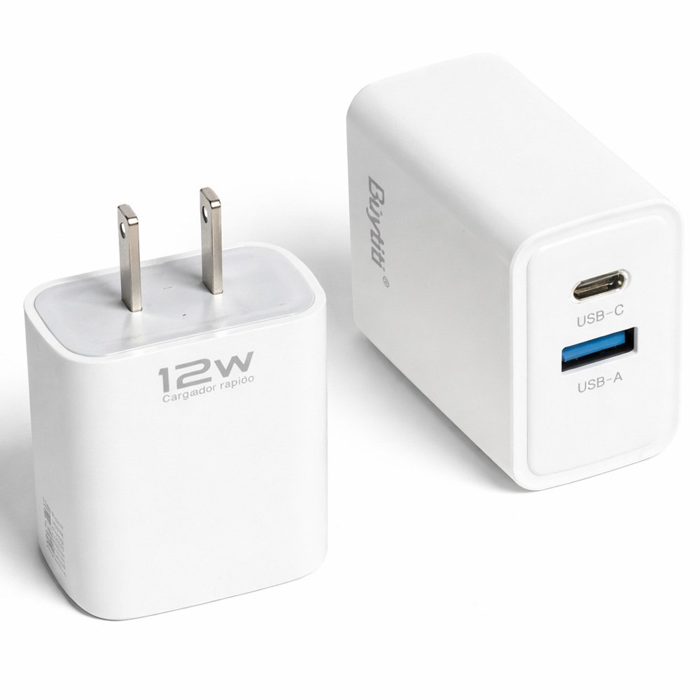 Cubo Cargador de 12W con Puerto USB y Tipo C