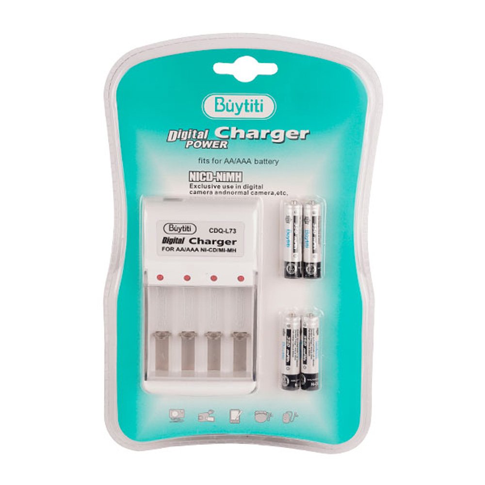 Cargador de Baterías AA/AAA con 4 Pilas AAA de 350 mAh