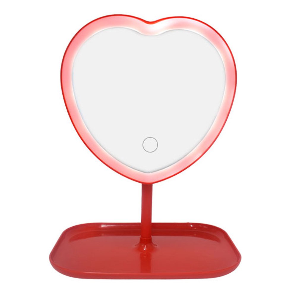 Espejo y Alhajero en Forma de Corazón con Luz LED de Atenuación Táctil