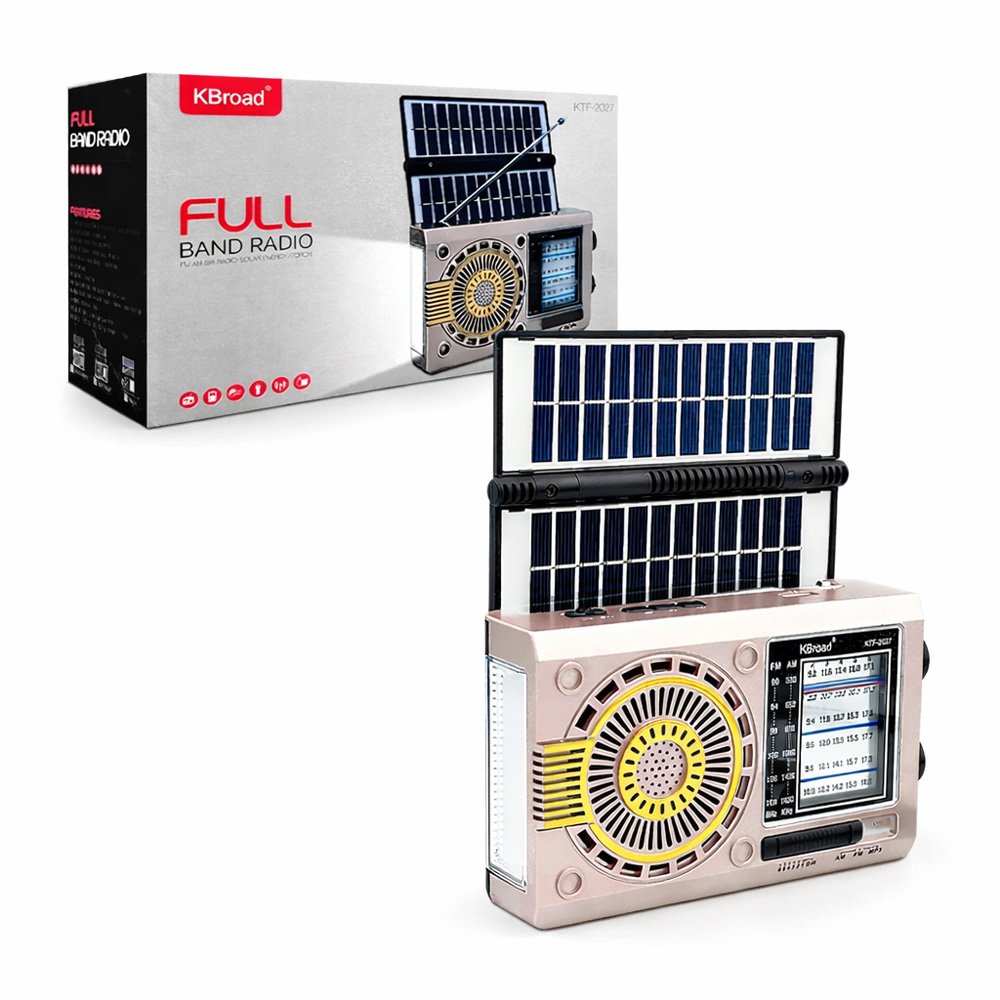 Bocina Radio FM/AM Bluetooth con Doble Panel Solar y Linterna