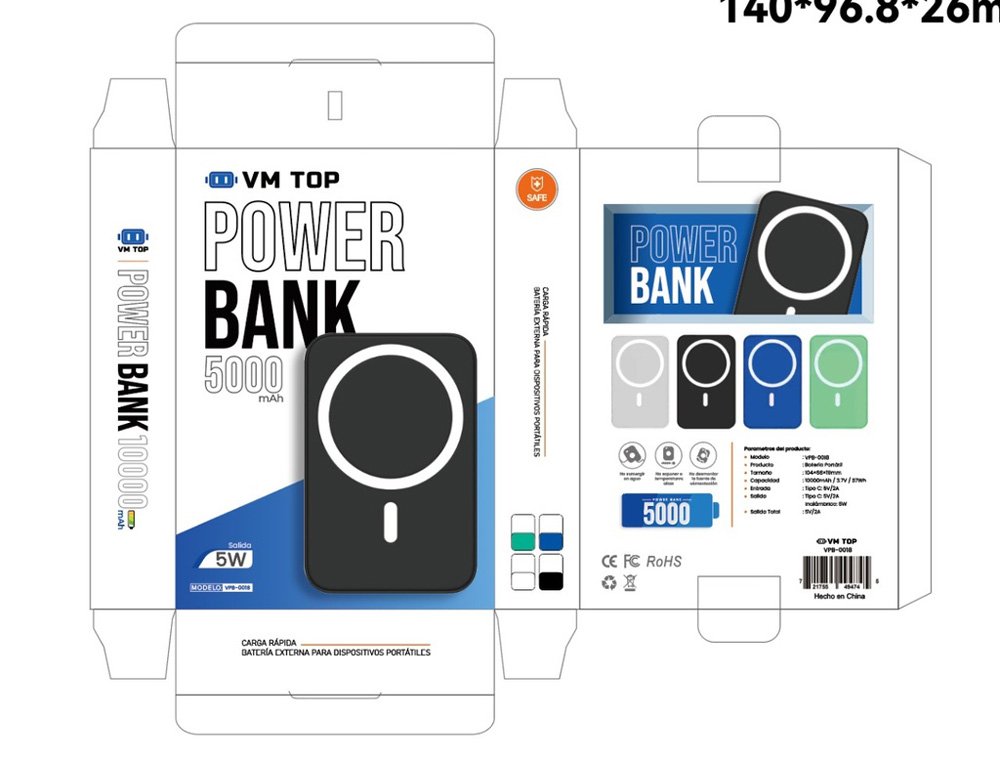 Batería Portátil Inalámbrica 5000 mAh 5w