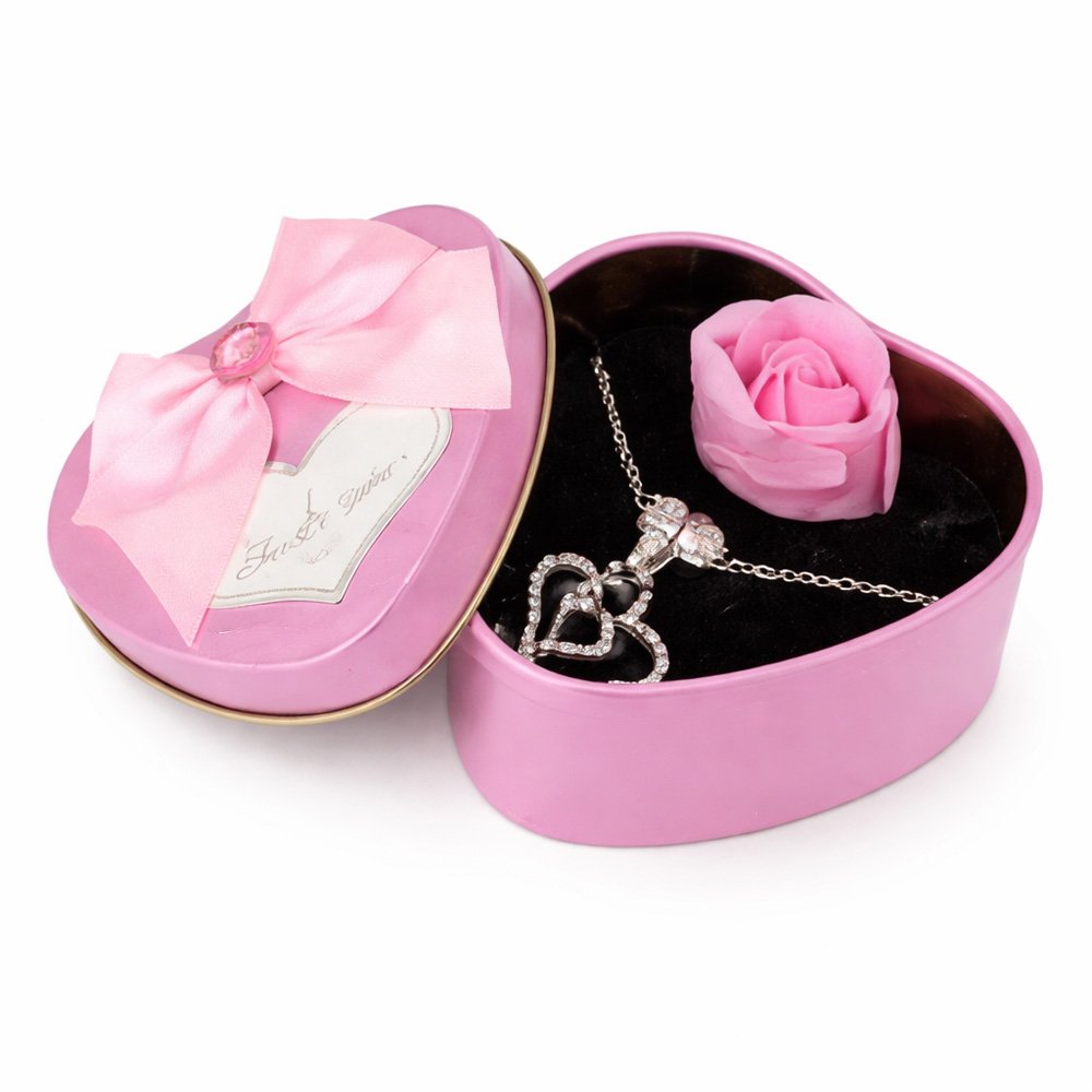 Cajita de Aluminio con Rosa Eterna y Collar